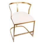 Benjara 20" Curved Accent Chair- Padded Seat- Open Metal Frame- Gold- White New. Price: $212.86.