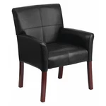 Contemporary Executive Side Reception Chair, Black Seat, Wood Back, 26 1/2" New. Price: $205.54.