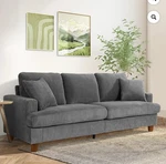 87" Corduroy SOFA,3 Seater ,neche Comfy Upholstered Couch, 2 Pillows,gray New. Price: $600.00.