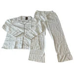Noble Mount Pajama Set Womens Size White Cotton Button Stretch Waist New. Price: $49.99.