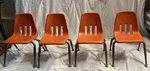 Set Of 4 Vintage 1950S Virco Orange Children Chairs, School Furniture Used. Price: $75.00.