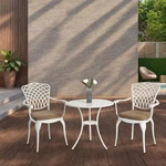 White 3-PIECE Patio Bistro Set Cast Aluminum Table And Chairs Of 2, New. Price: $427.32.