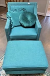 Picket House Furnishings Emery Chair With Ottoman Teal Used. Price: $200.00.