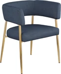 Navy Dining Chair With Gold Frame And Textured Linen Upholstery New. Price: $318.99.
