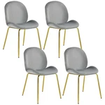 Costway Set Of 4 Velvet Accent Chairs Dining Side W/gold Metal Legs Grey New. Price: $259.99.
