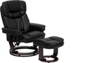 Flash Furniture Contemporary Black Leather Recliner And Ottoman With Swiveling New. Price: $486.00.