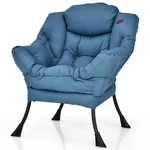 Costway Modern Polyester Fabric Lazy Chair Single Sofa W/ Side Pocket Navy New. Price: $84.99.