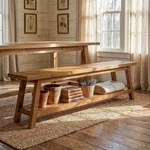 63 Solid Wood Dining Room Bench, Farmhouse Kitchen With Storage Shelf New. Price: $149.99.
