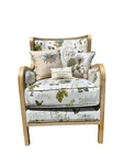 Pier 1 Imports Botanical Floral Accent Armchair Farmhouse Wood Frame Cream Used. Price: $159.99.