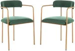 Elegant Green Velvet Gold Low Back Side Chair Set Of 2 - Camille Collection New. Price: $462.99.