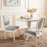 Safavieh Holloway 19''H French Linen Oval Side Chair Light Grey / Cream New. Price: $424.69.