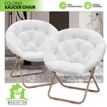 2 Pcs Folding Saucer Chair White Oversized Faux Fur Round Cozy Moon Lounge Seat New. Price: $63.99.