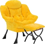 Plush Yellow Lazy Chair With Folding Ottoman & Side Pockets Comfort New. Price: $210.99.