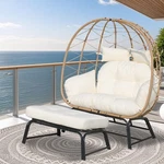 Outdoor Double Egg Patio Chairs With Ottoman 680LBS Capacity For 2 Person New. Price: $263.19.