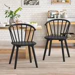 Lue Bona Black Dining Chairs, Set Of 2, Semicircular Backrest Farmhouse - Open. Price: $169.11.