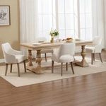 Set Of 4 Cream Linen Upholstered Dining Chairs With Wood Legs New. Price: $872.99.