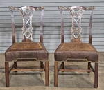 Pair Of Maitland Smith Chippendale Mahogany Side Chairs Leather Upholstery Used. Price: $699.00.