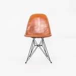 C. 1952 Herman Miller Eames DKR-1 Wire Dining Side Chair With Cognac Leather Used. Price: $2000.00.