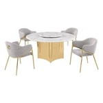 Best Quality Furniture 5 Piece White Marble Dining Set With Stainless Steel Base New. Price: $2747.76.