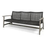 Benjara Bops Outdoor Sofa- Gray Pe Woven Wicker- Coastal Acacia Wood Frame New. Price: $597.77.