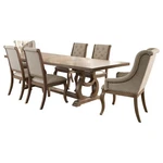 7 Pc Formal Weathered Barley Brown 104" Dining Table Cream Chairs Furniture Set New. Price: $1899.00.