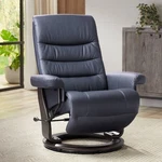 Peregrine Midnight Blue Faux Leather Adjustable Swivel Recliner New. Price: $949.99.