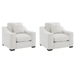 Pemberly Row Set Of 2 Fabric Upholstered Track Arm Accent Chairs In Sand New. Price: $1388.19.