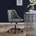 Modway Designate Tufted Button Vegan Leather Swivel Office Chair In Black Gray New. Price: $194.75.