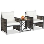 3 Pieces Patio Rattan Chair & Coffee Table Set Furniture Backyard Poolside New. Price: $128.49.