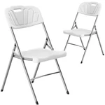 White Folding Chair Set Of 2, 550 Lbs Wt Capacity - Comfy Ergonomic Plastic New. Price: $74.99.