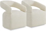 Kislot Dining Chairs Casters Barrel Armchair Rollers Set Of 2 Cream Beige Open. Price: $474.00.