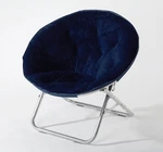 Urban Lifestyle Super Soft Faux Fur Saucer Chair With Folding Metal Frame, Navy, New. Price: $69.95.