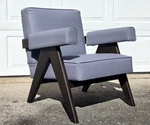 Klarel Chandigarh Upholstered Lounge Chair Pierre Jeanneret Design, Gray Leather Used. Price: $716.00.