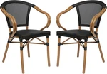 Flash Furniture Marseille Bistro Stack Chair Black Textilene Natural Frame 2PK Open. Price: $239.00.
