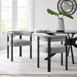 Modway Woven Heathered Fabric Upholstered Barrel Dining Chairs - Set Of 2 New. Price: $288.00.