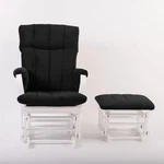 Artiva Usa Wood Glider Chair And Ottoman Black Microfiber Cushion Set New. Price: $379.99.