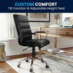 Flash Furniture Mid Back Leathersoft Office Swivel Chair In Black And Rose Gold New. Price: $213.99.