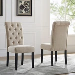 Leviton Solid Wood Tufted Asons Dining Chairs, Set Of 2, Tan New. Price: $234.78.