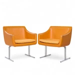 Hugh Acton For Vecta Mid Century Chrome Lounge Chairs - Pair Used. Price: $3347.00.