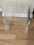 Hollywood Regency Set Of 3 Clear Lucite Nesting Tables Side Or End Taiwan Used. Price: $194.35.