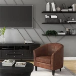 Simpli Home Austin 30" Contemporary Tub Chair Saddle Brown Faux Leather New. Price: $380.99.