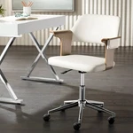 Milano White Fabric And Gray Wood Adjustable Swivel Office Chair New. Price: $239.98.