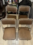 Vintage Samsonite Folding Chairs Set Of 4 Brown Metal Woodgrain Mid Century Used. Price: $129.99.