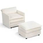 Oversized Accent Chair With Ottoman Soft Corduroy Cushions-beige New. Price: $281.48.