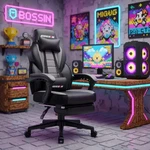Bossin Gaming Chair Footrest Lumbar Massage Ergonomic Reclining New. Price: $146.99.