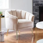 Lumisource Tania 30" Wide Modern Champagne Velvet Tufted Accent Chair New. Price: $439.91.