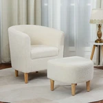 Sherpa Accent With Ottoman Fluffy Teddy Barrel Armchair For Living Room New. Price: $145.99.