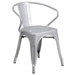 Bowery Hill Industrial Metal Stackable Dining Arm Chair Silver New. Price: $157.75.