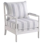 Bowery Hill Fabric Upholstered Accent Chair With Spindle White And Navy New. Price: $462.88.