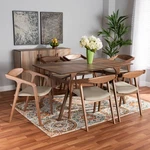 Baxton Studio Harland Gray Faux Leather 7-PIECE Dining Set New. Price: $1588.00.
